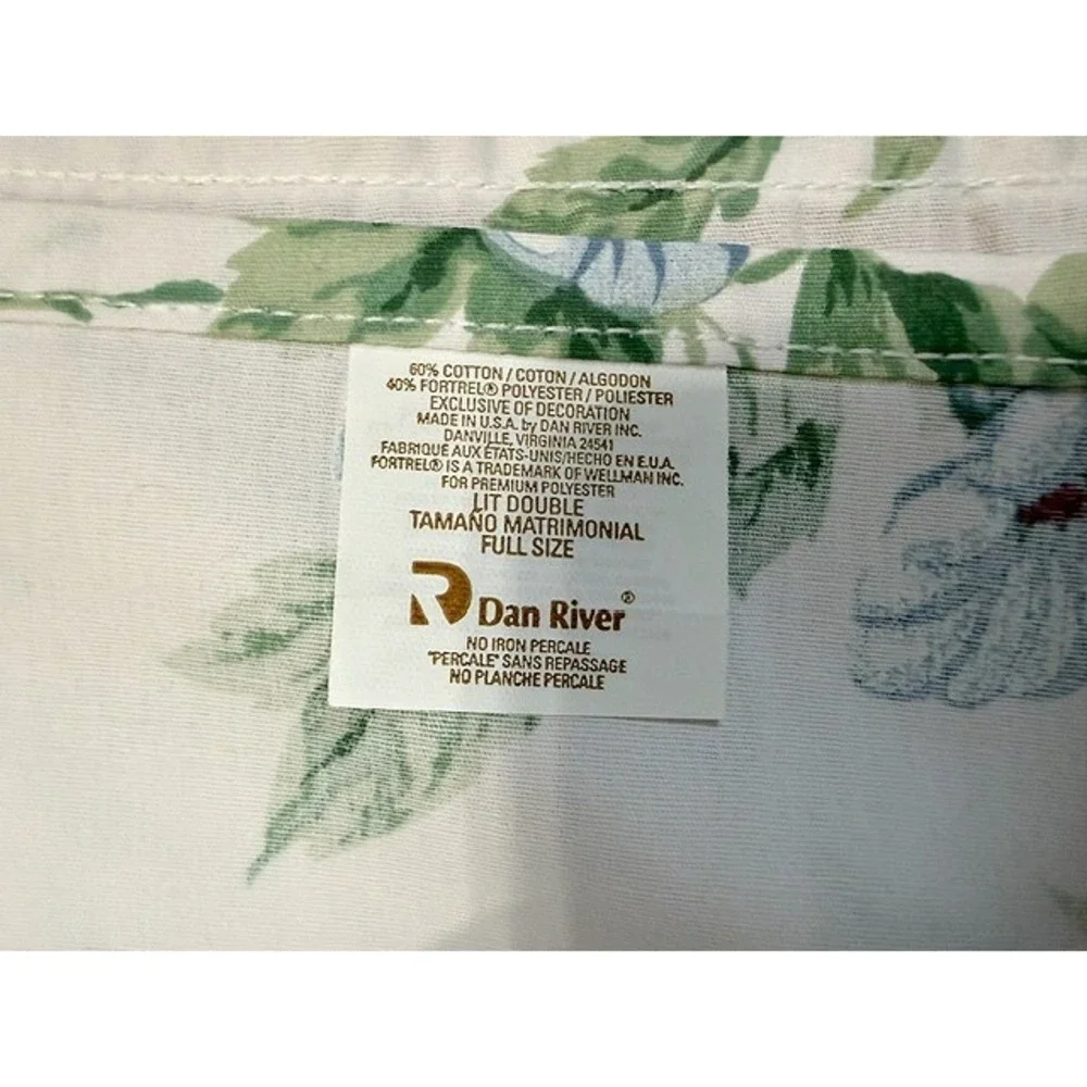 Vintage Full Size sheet Set cottagecore with border floral Dan River